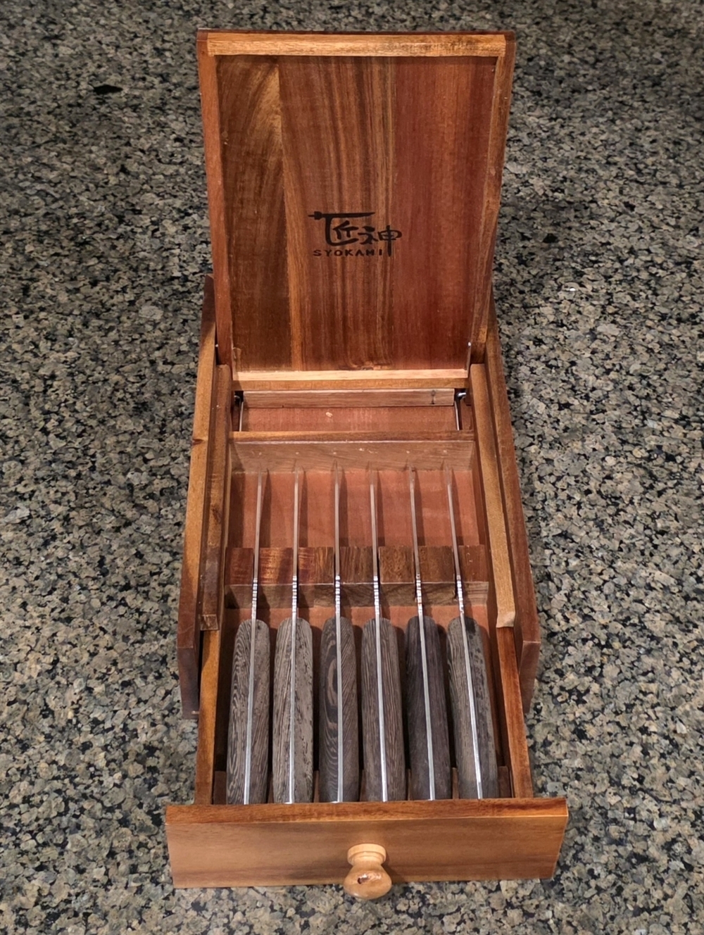 SYOKAMI Steak Knives Classic Set of 6 with Drawer Organizer German High Carbon